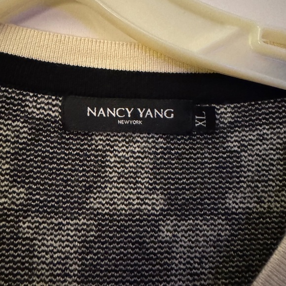 Nancy Tang Black and White Men's Cardigan - Picture 4 of 6